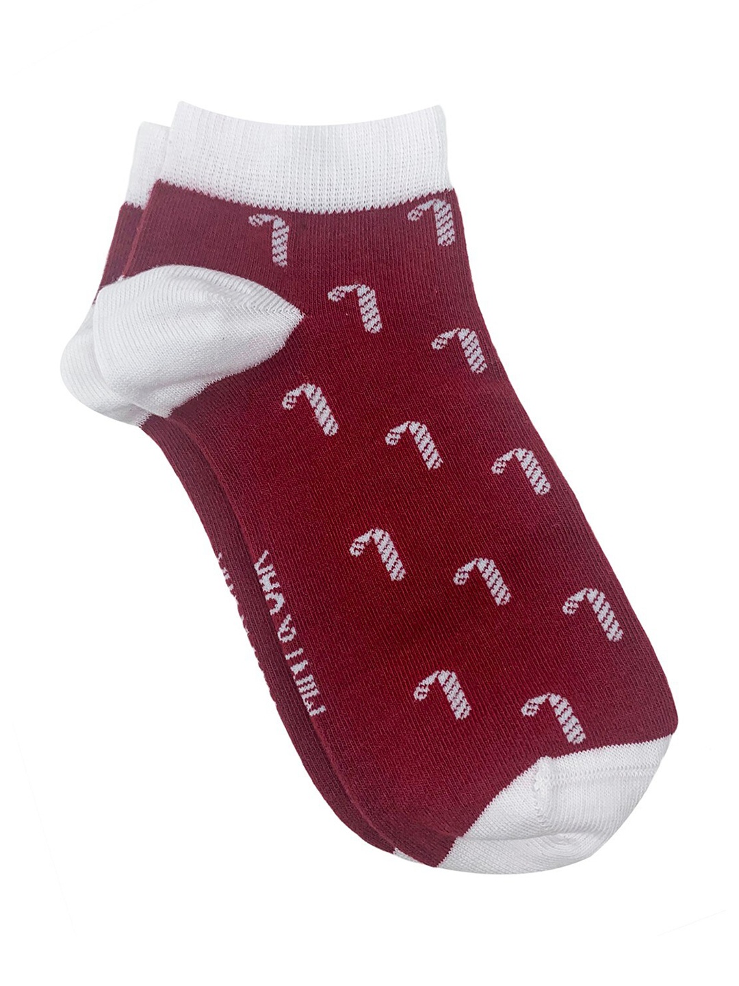 

Mint & Oak Men Maroon & White Patterned Ankle-Length Socks
