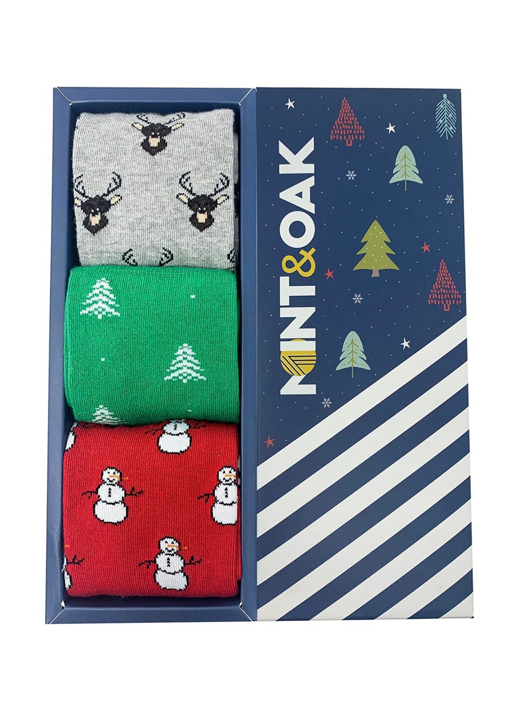 

Mint & Oak Men Pack Of 3 Assorted Calf-Length Socks