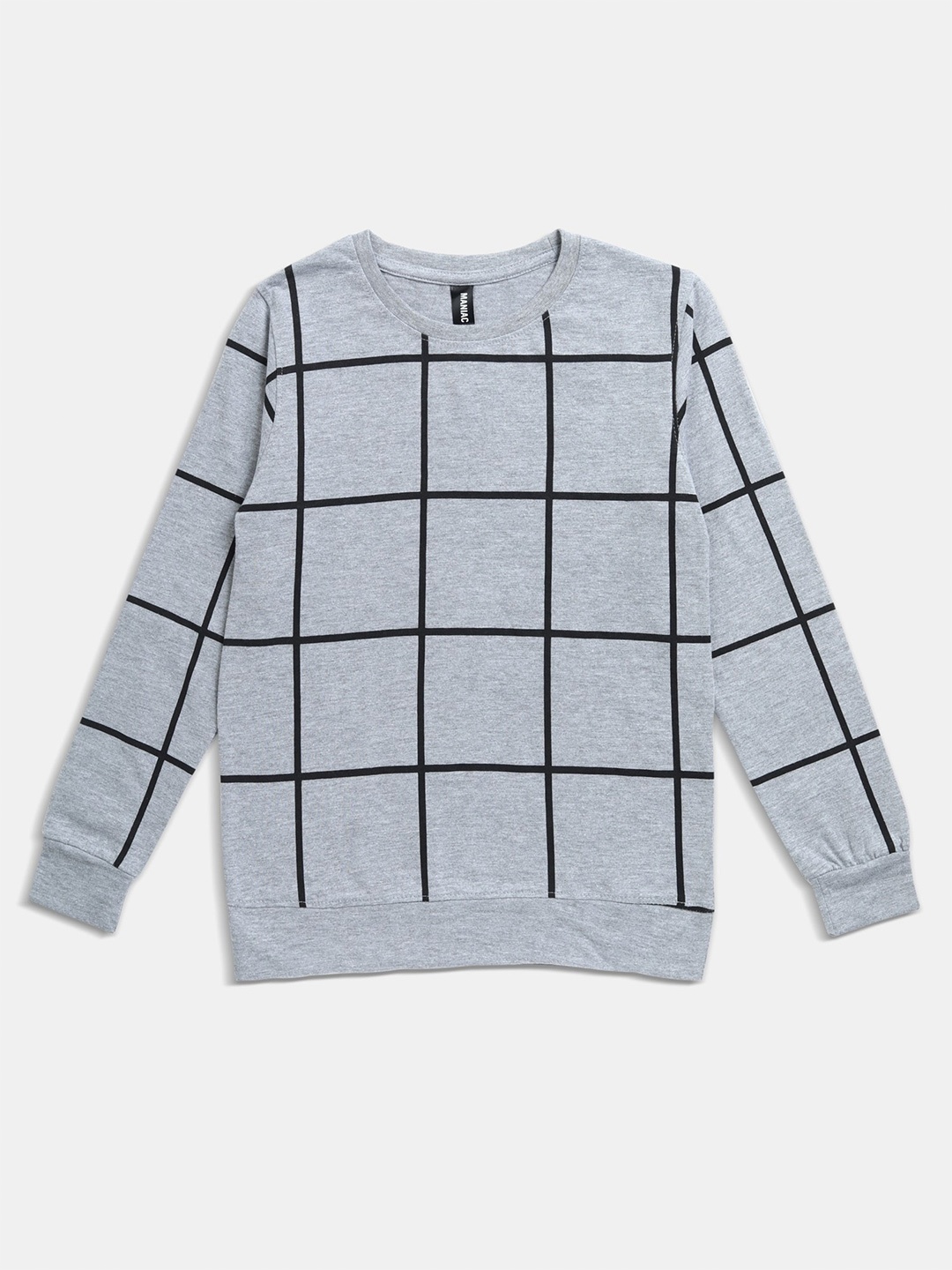 

Maniac Boys Grey Checked Slim Fit T-shirt