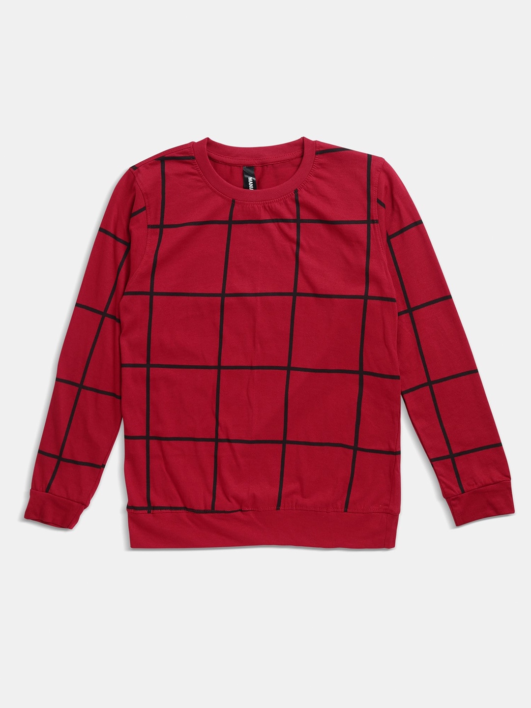 

Maniac Boys Red Checked V-Neck Pockets Slim Fit T-shirt