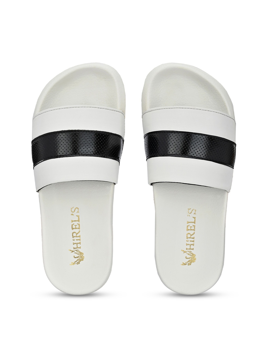 

Hirels Men White & Black Striped Sliders