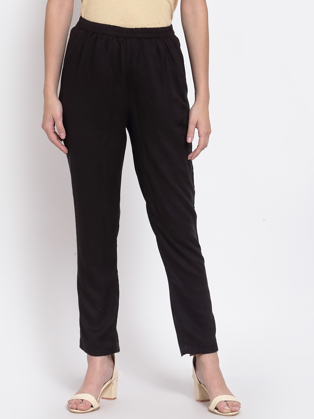 

Just Wow Women Black Loose Fit Trousers