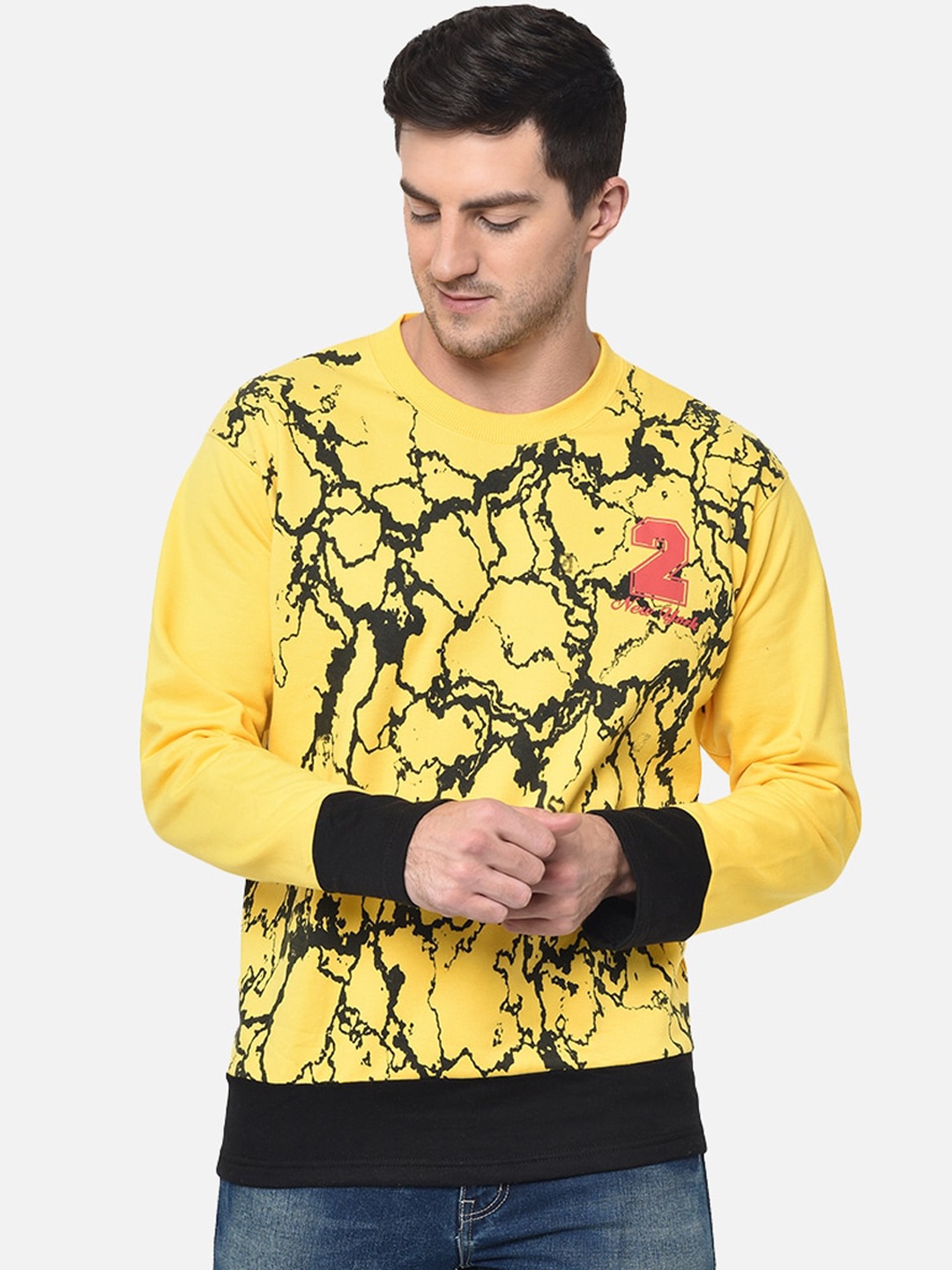 

VIMAL JONNEY Men Yellow Printed Sweatshirt
