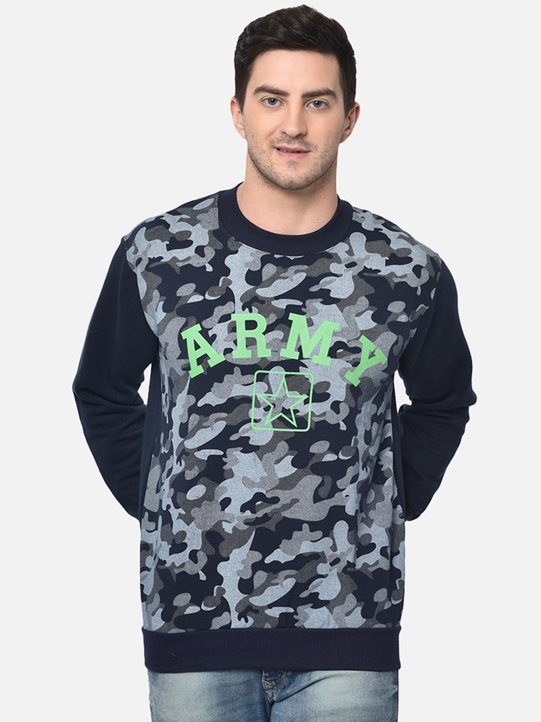 

VIMAL JONNEY Men Navy Blue Printed Sweatshirt