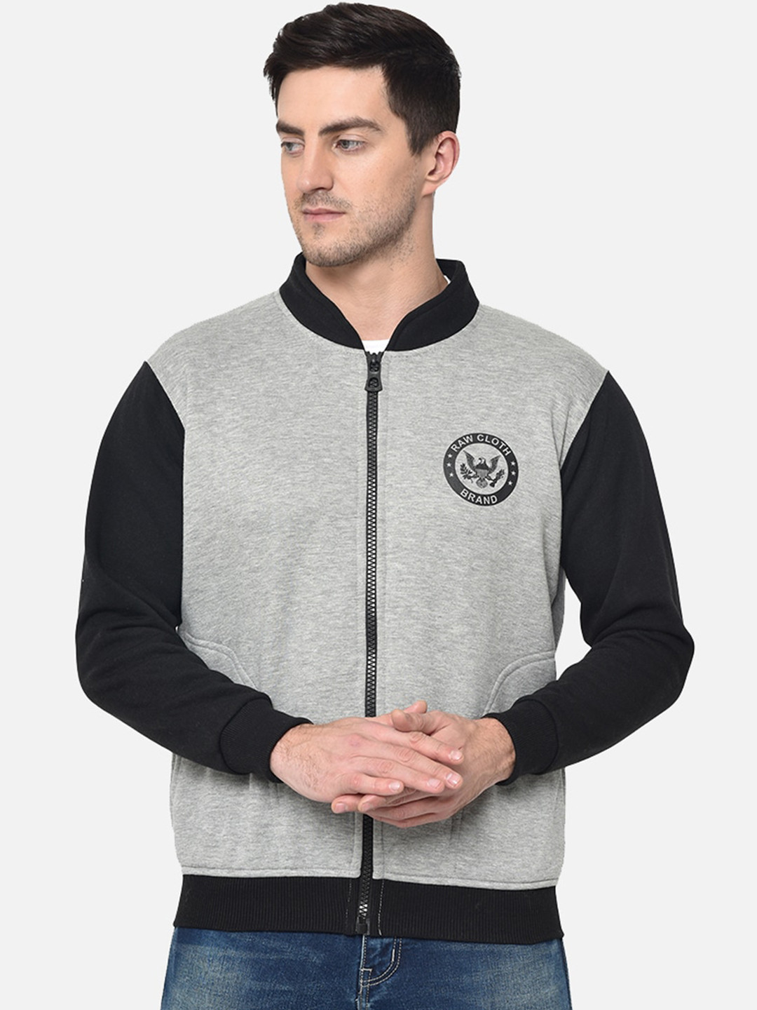 

VIMAL JONNEY Men Grey Colourblocked Sweatshirt