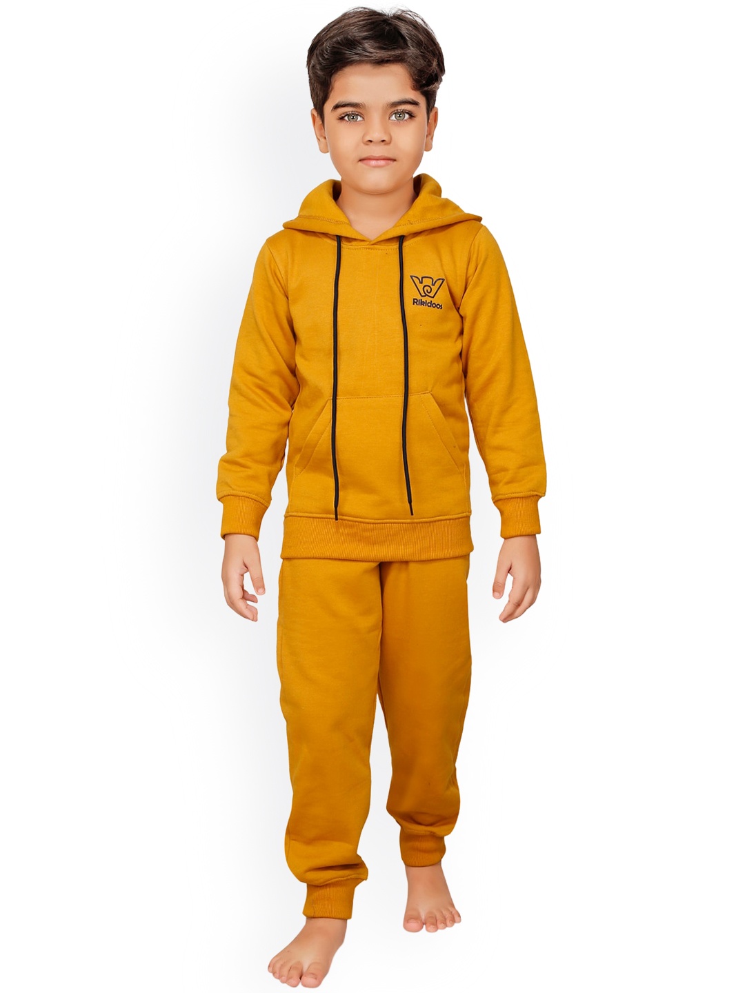 

RIKIDOOS Boys Mustard Yellow Solid Tracksuit