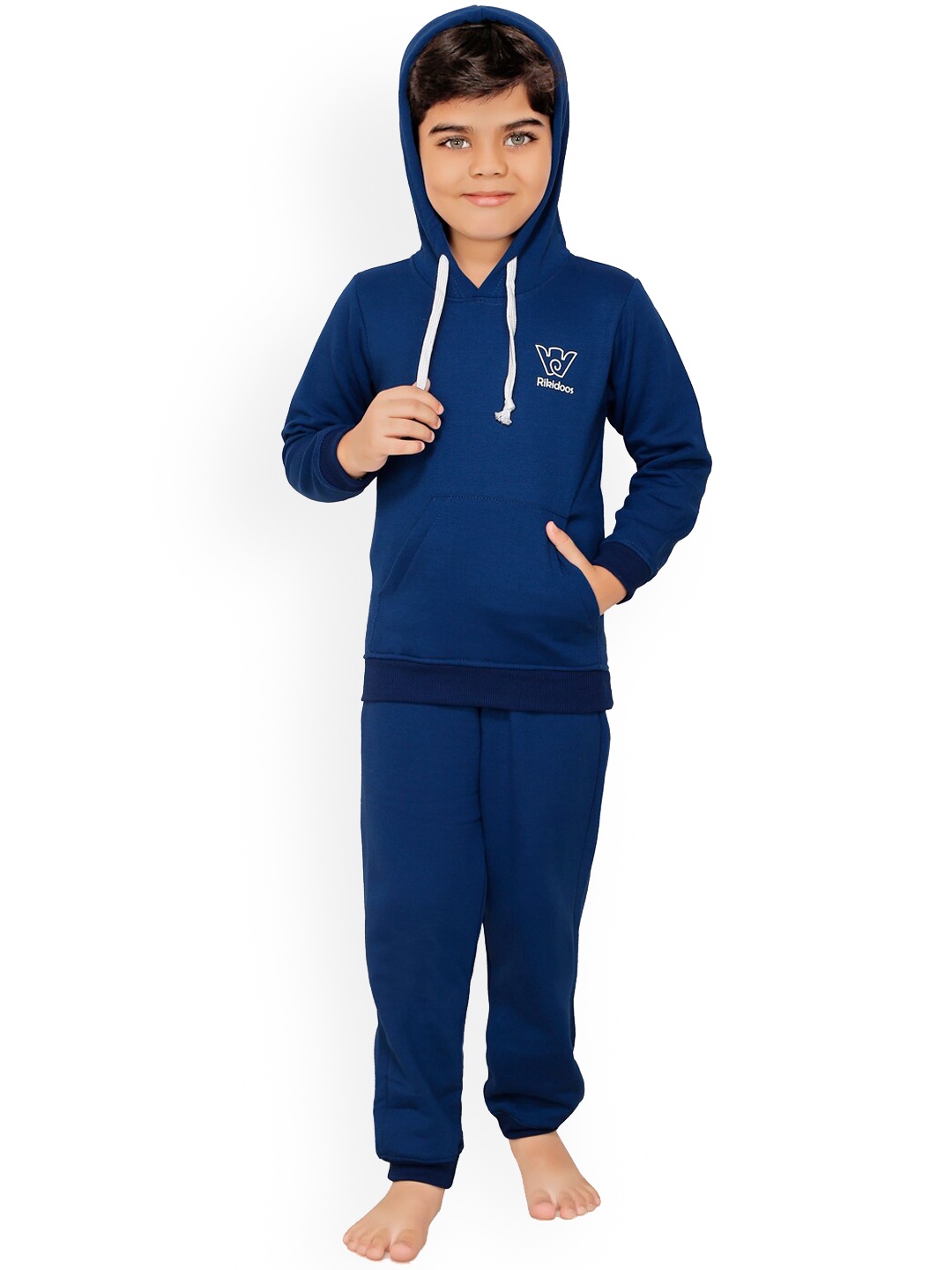 

RIKIDOOS Boys Blue Solid Cotton Track Suit
