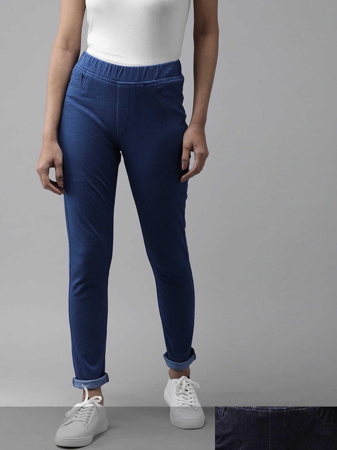 

Roadster Women Pair of 2 Multi Solid Mid Rise Jeggings