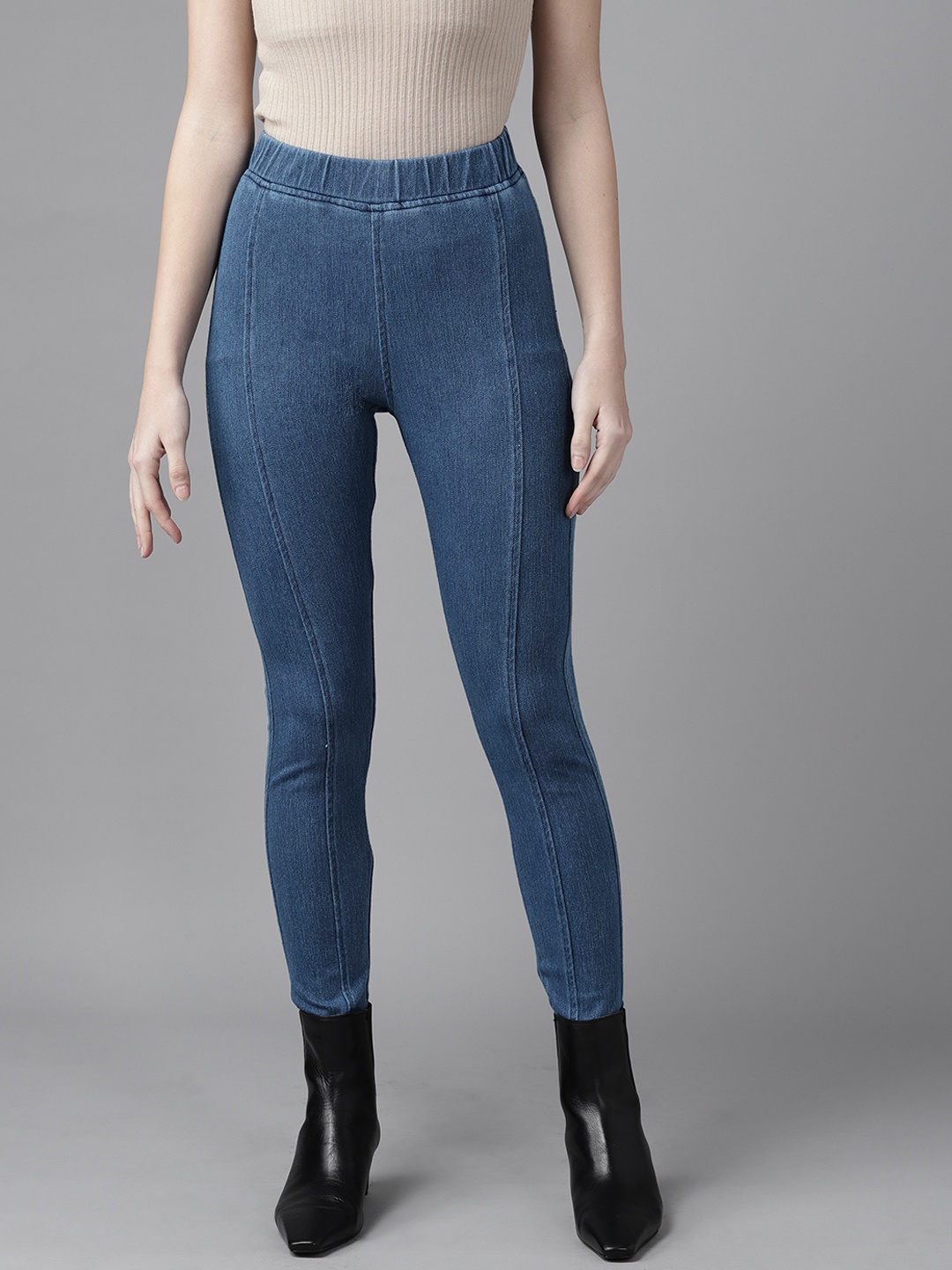 

Roadster Women Blue Solid Denim Jeggings