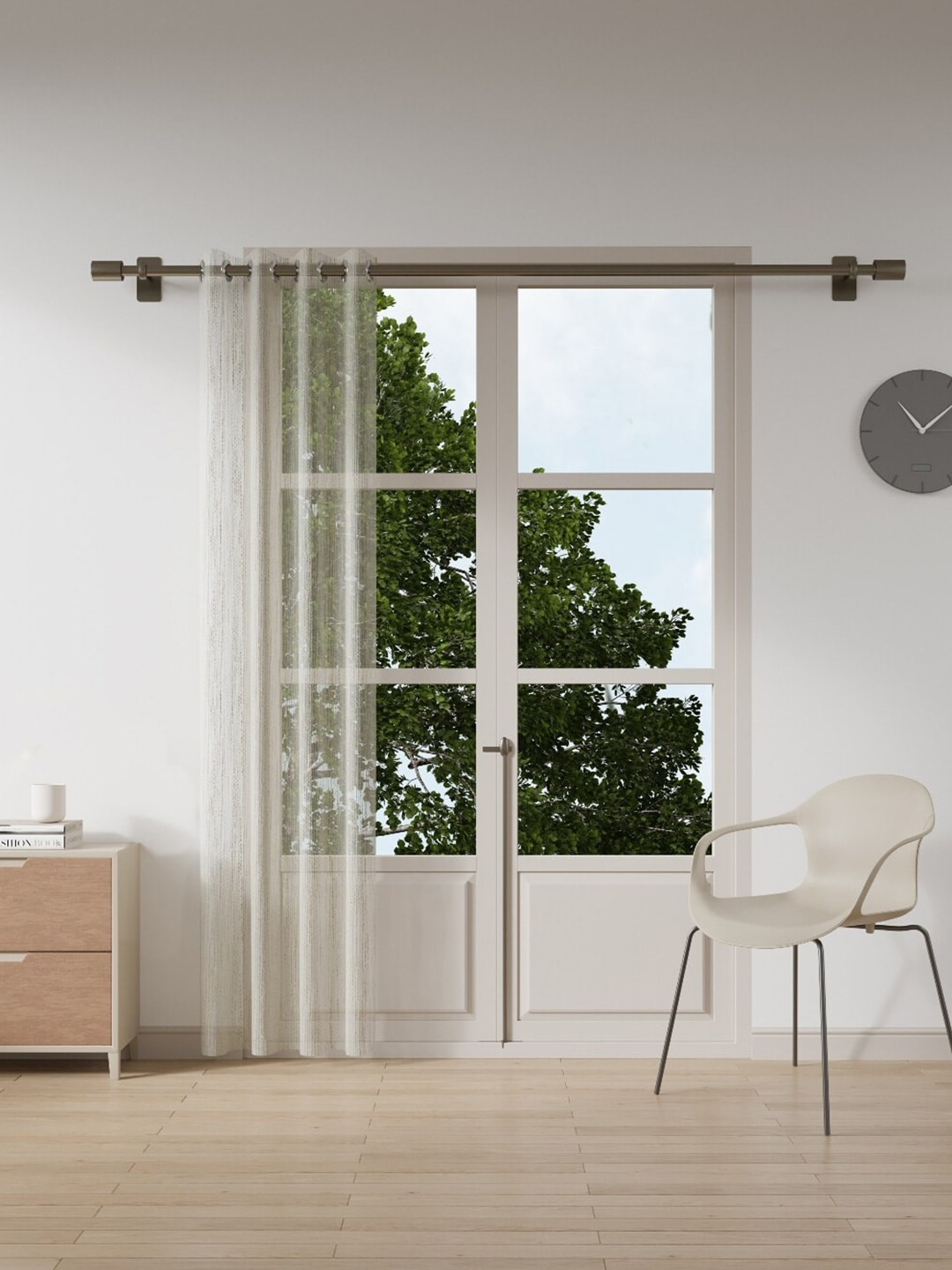 

DDecor Grey Striped Sheer Long Door Curtain