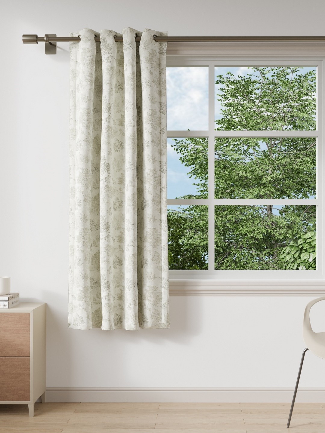 

DDecor Beige & Green Floral Window Curtain