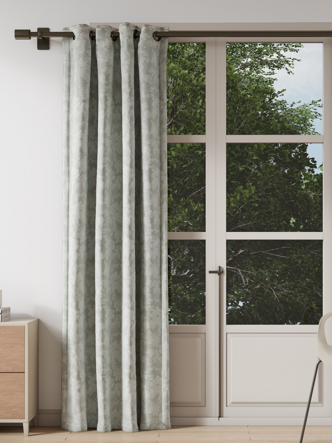 

DDecor Grey & Green Floral Door Curtain