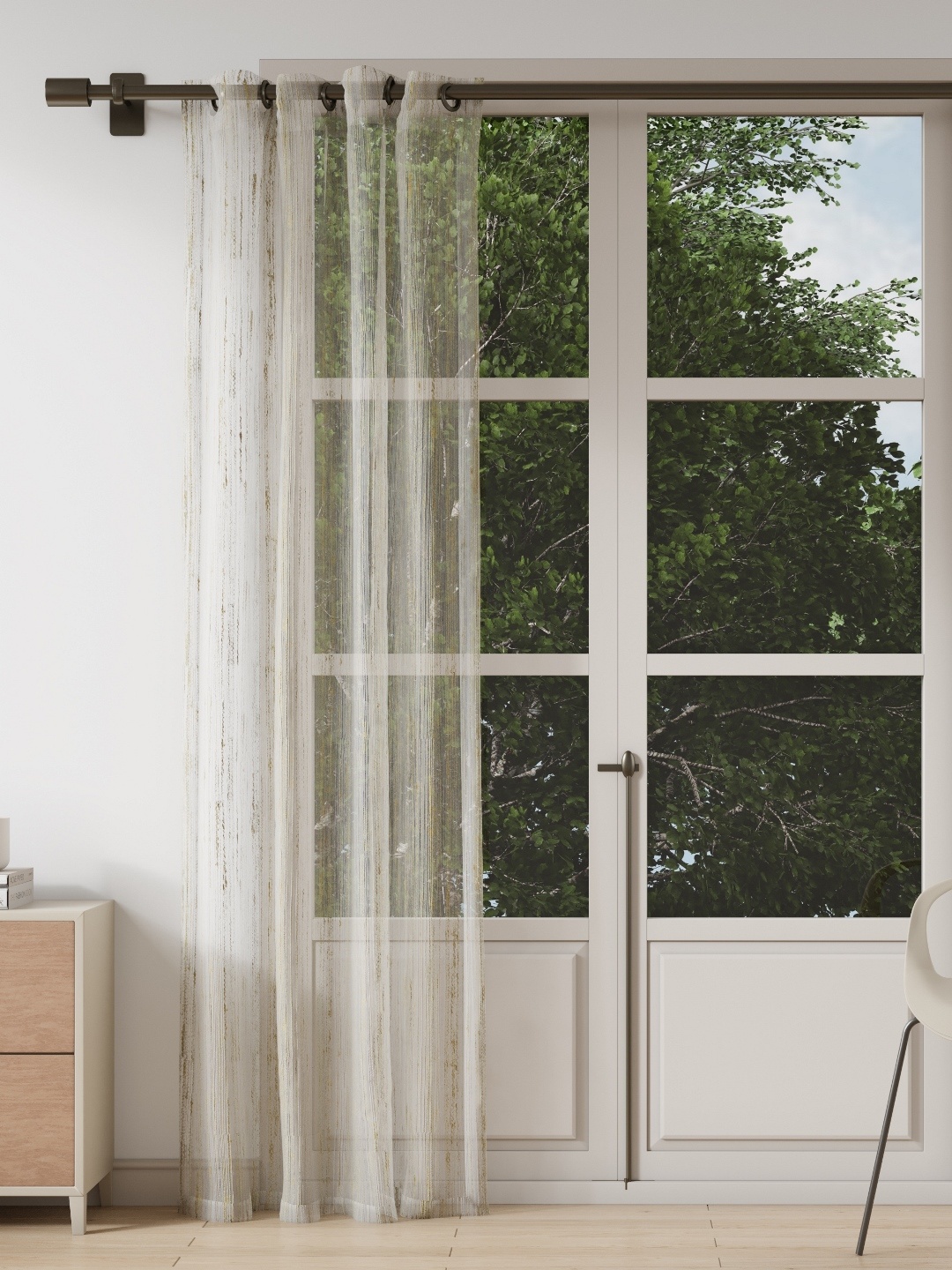 

DDecor Beige & Gold-Toned Sheer Door Curtain