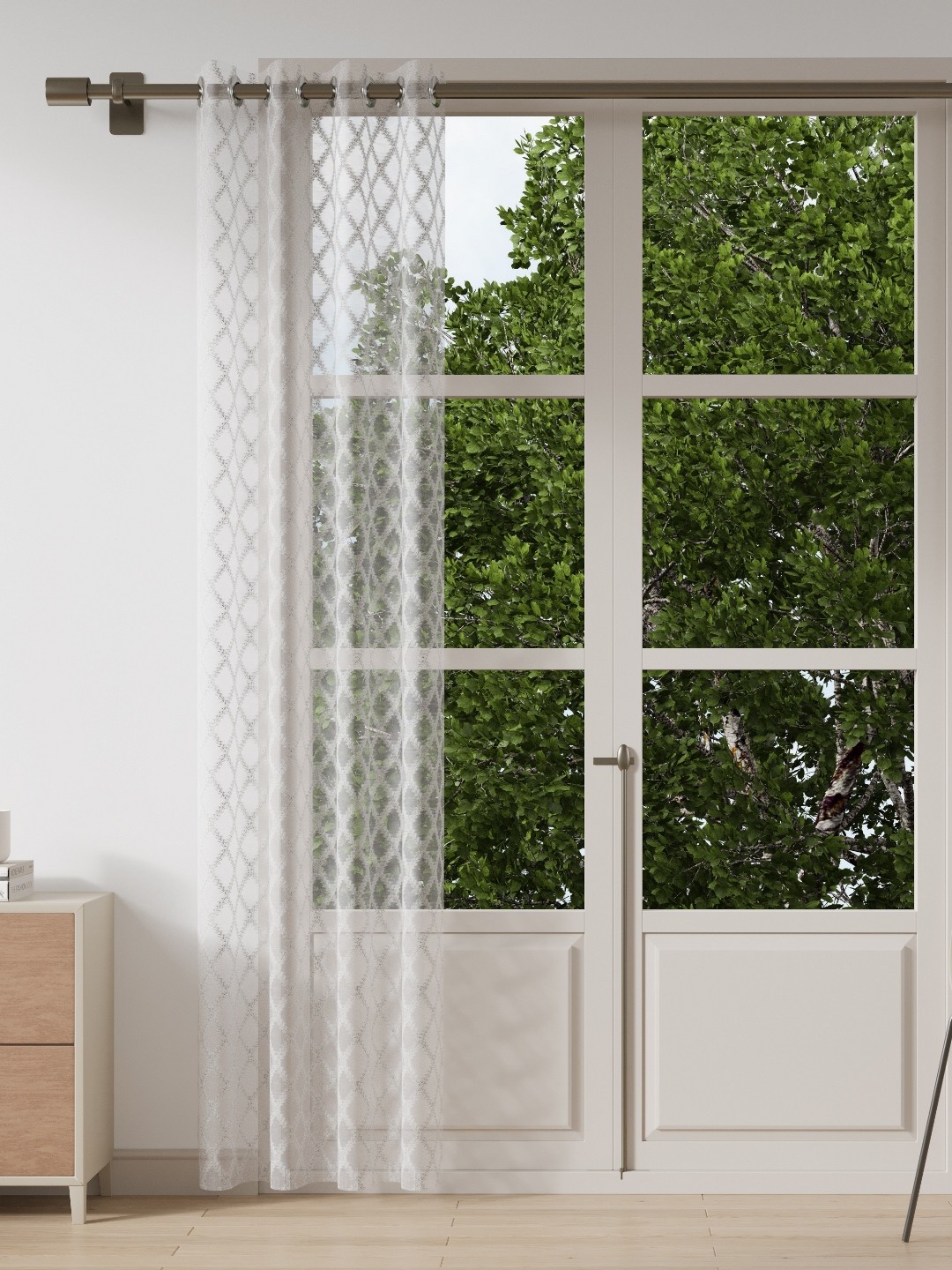 

DDecor Grey Geometric Sheer Long Door Curtain