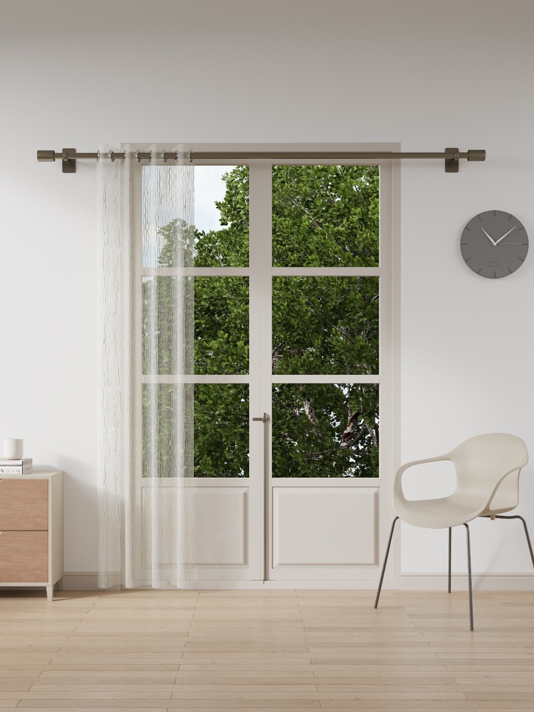 

DDecor White Embroidered Long Door Curtain