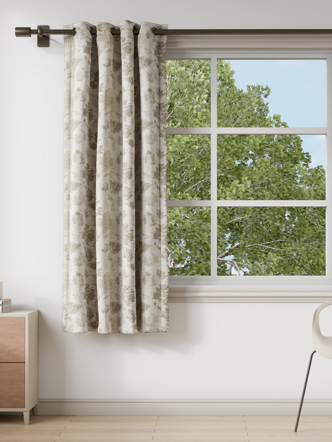 

DDecor Beige & Brown Floral Window Curtain