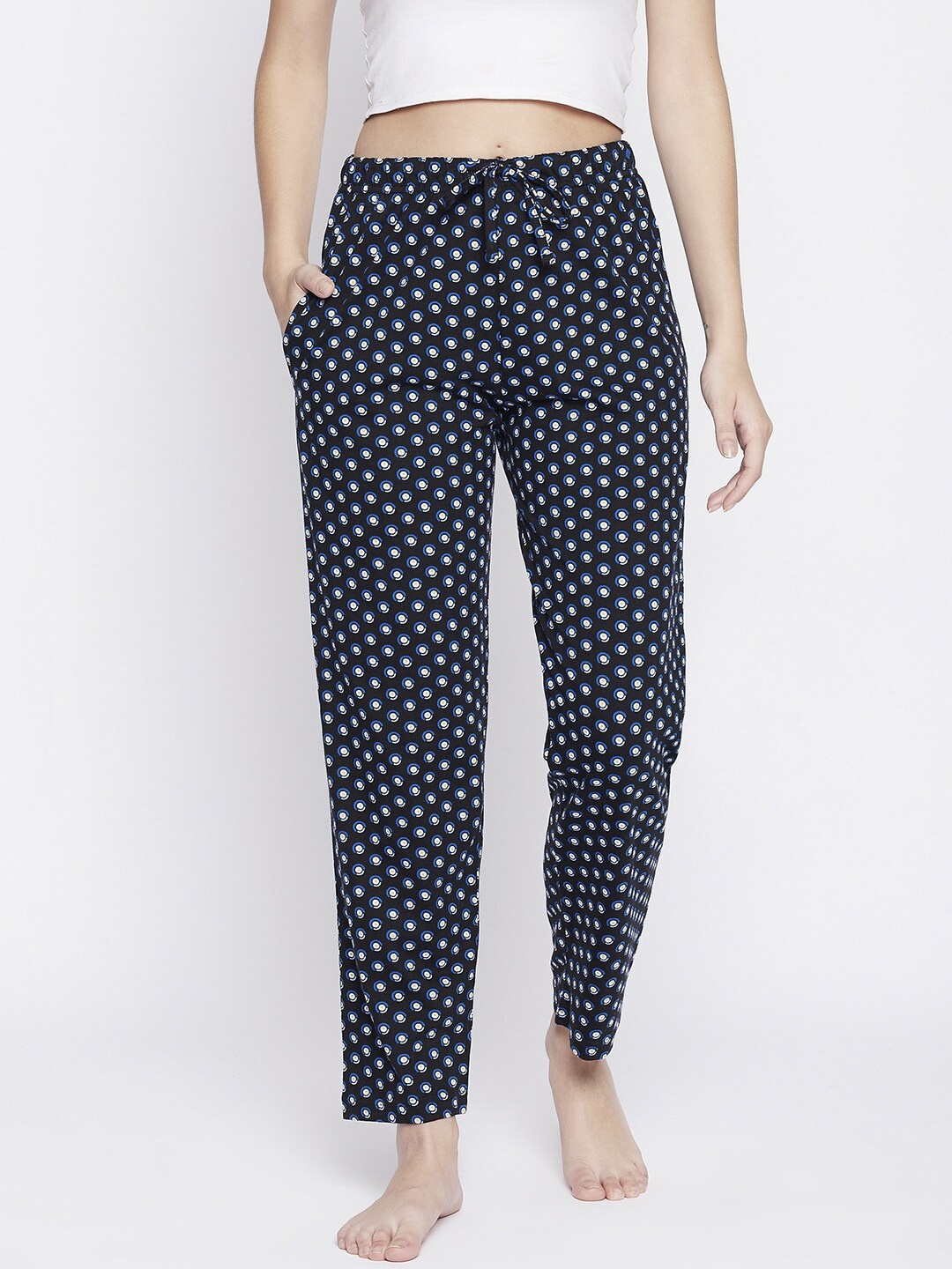 

C9 AIRWEAR Women Black & White Printed Regular Fit Pure Cotton Lounge Pants