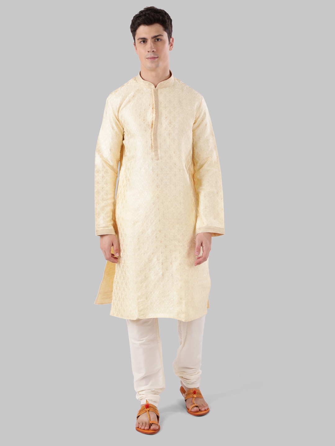 

Ethnix by Raymond Men Beige Thread Work Kurta Set