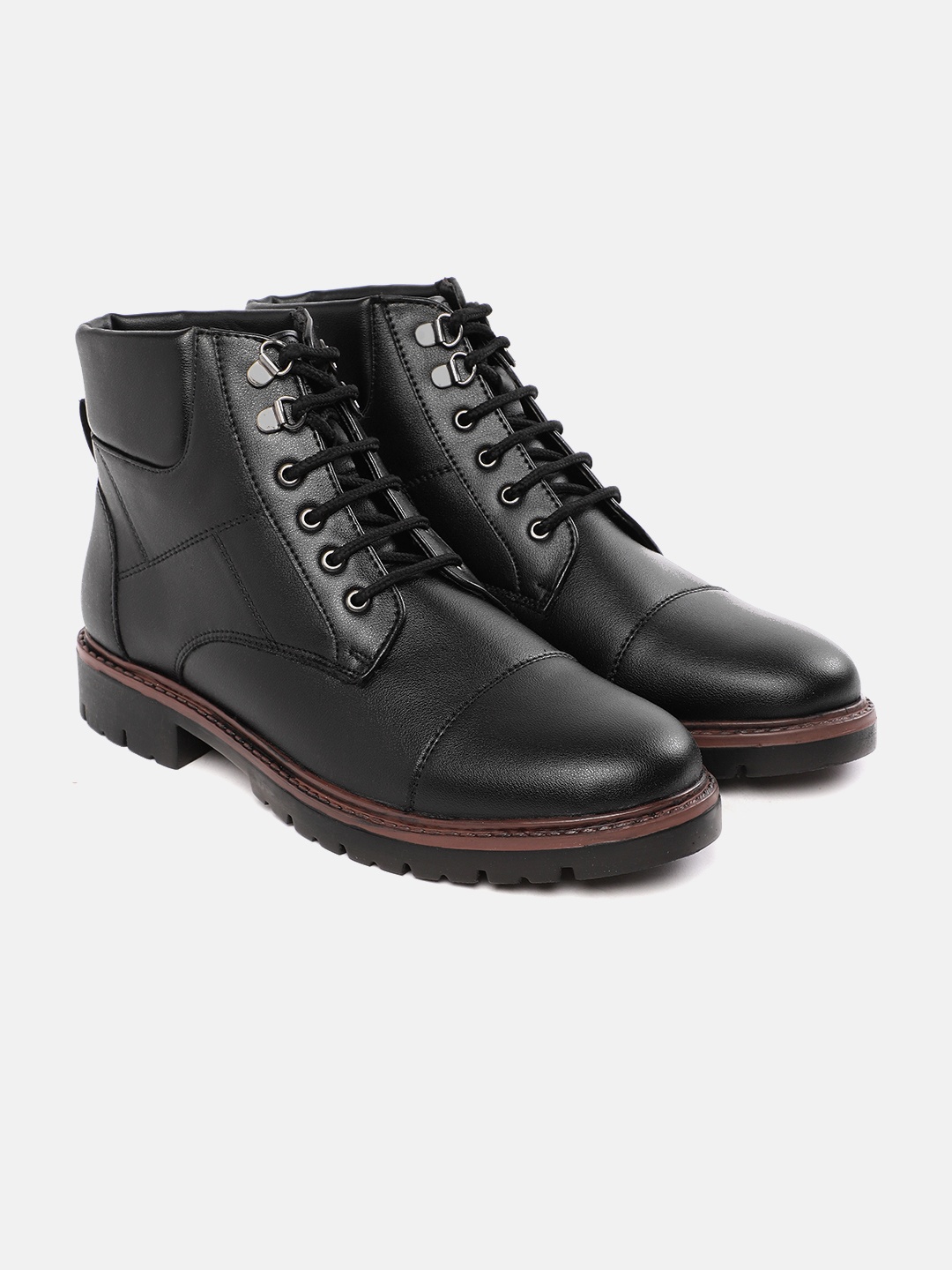 

Roadster Men Black Solid Mid-Top Flat Boots