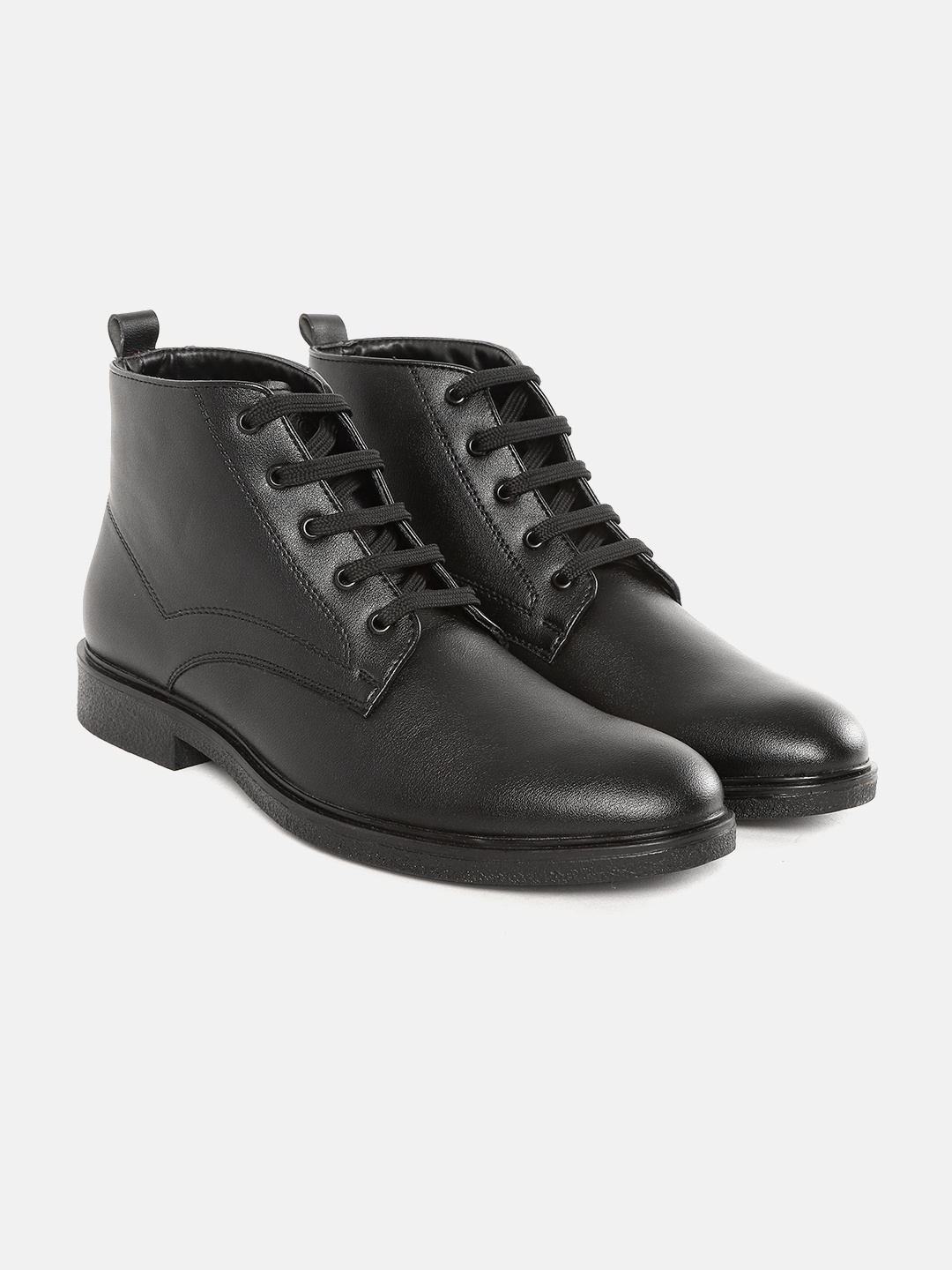 

Roadster Men Black Solid Mid-Top Flat Boots