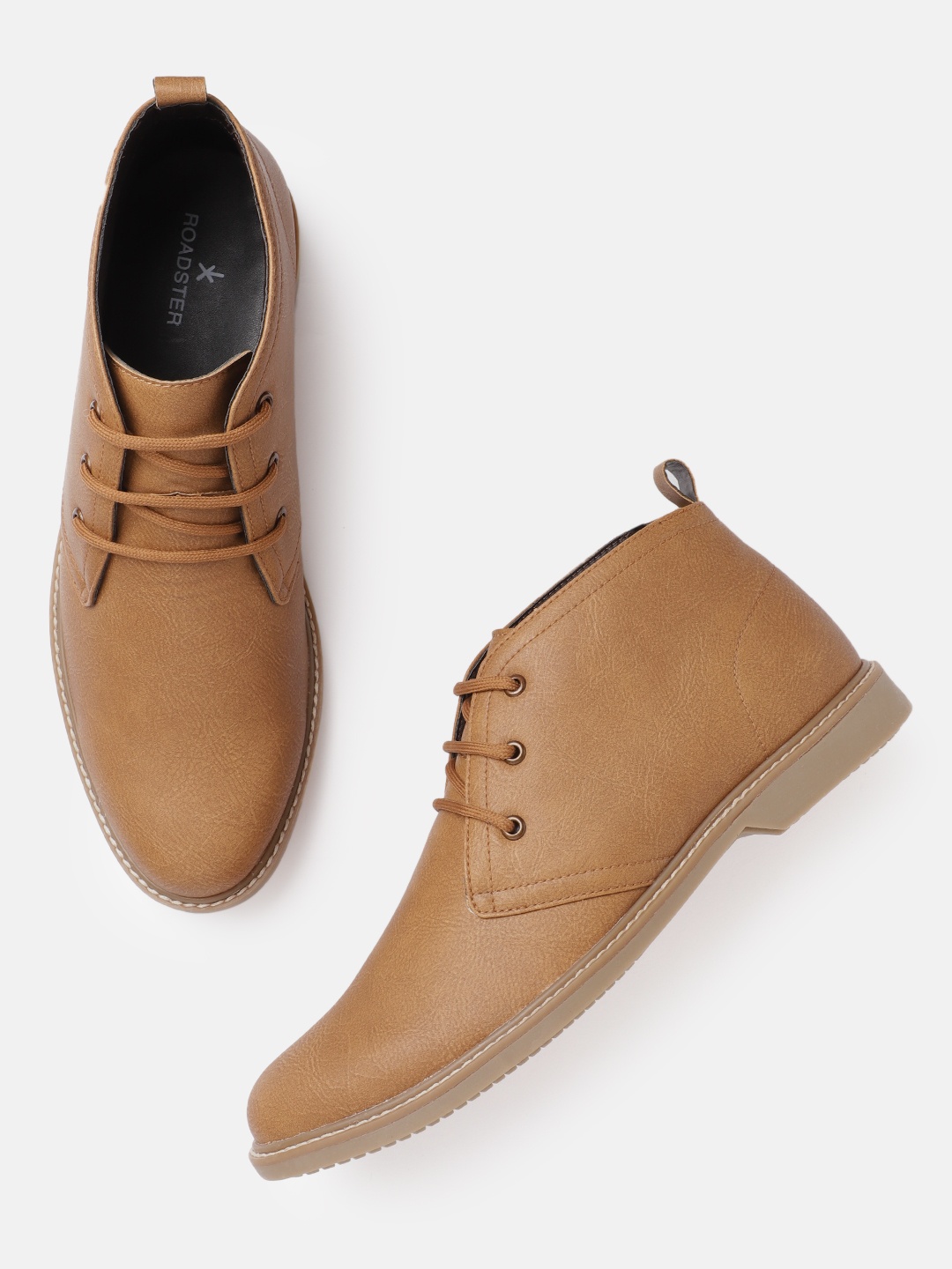 

Roadster Men Tan Brown Solid Mid Top Derbys