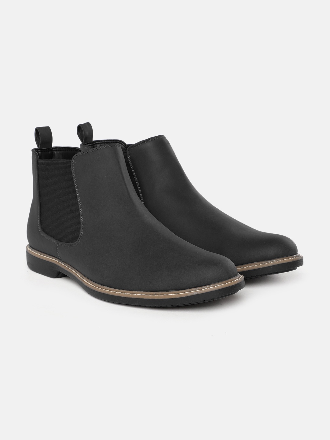 

Roadster Men Black Solid Mid-Top Flat Boots