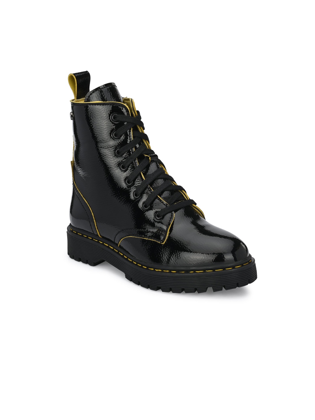 

Delize Women Black & Yellow Wedge Heeled Boots