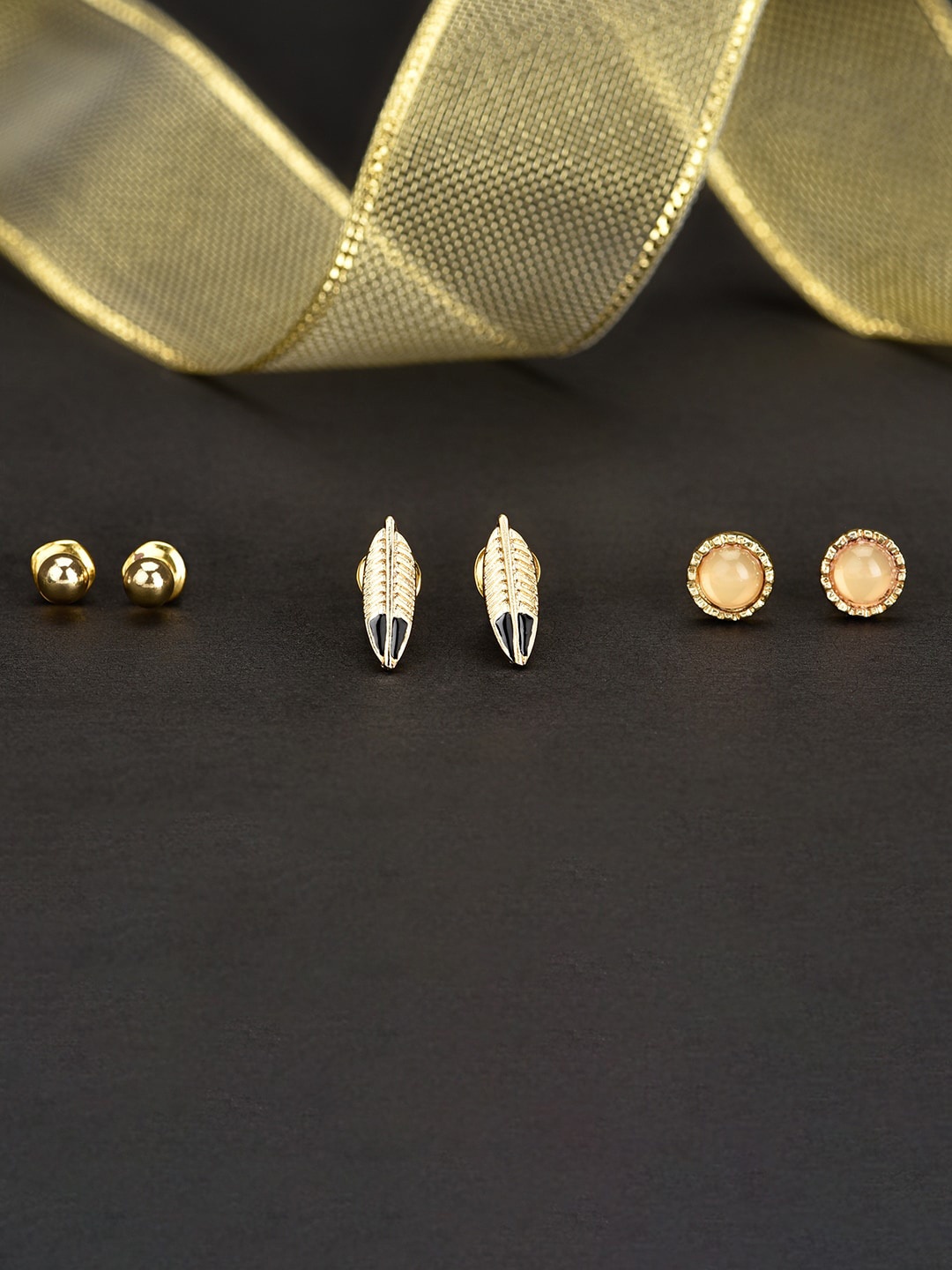 

Accessorize London Set of 3 Leaf Studs Earrings, Gold