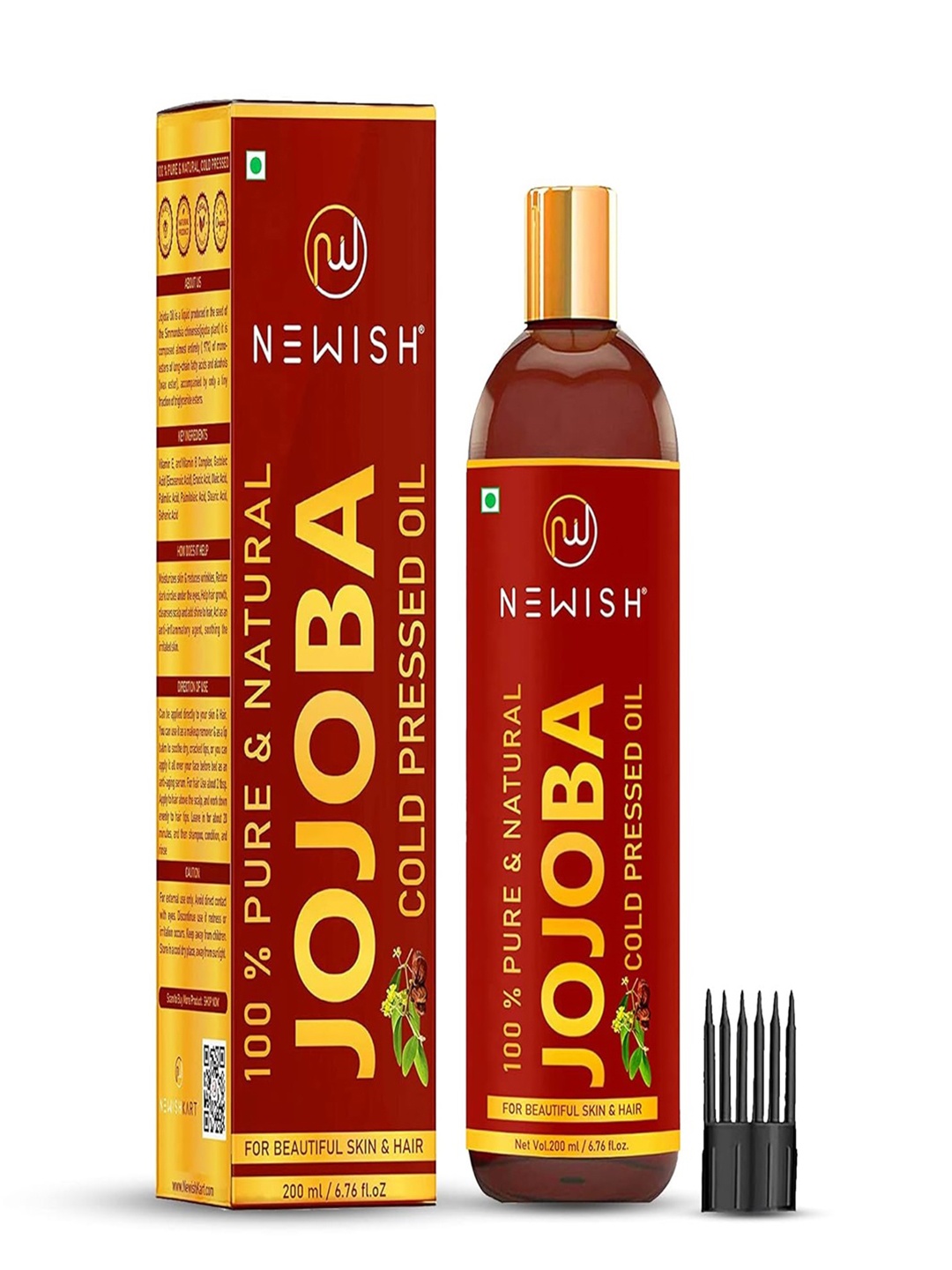 

NEWISH Cold Pressed Jojoba Oil for Skin & Hair Growth - Virgin & Unrefined 200 ml, Transparent