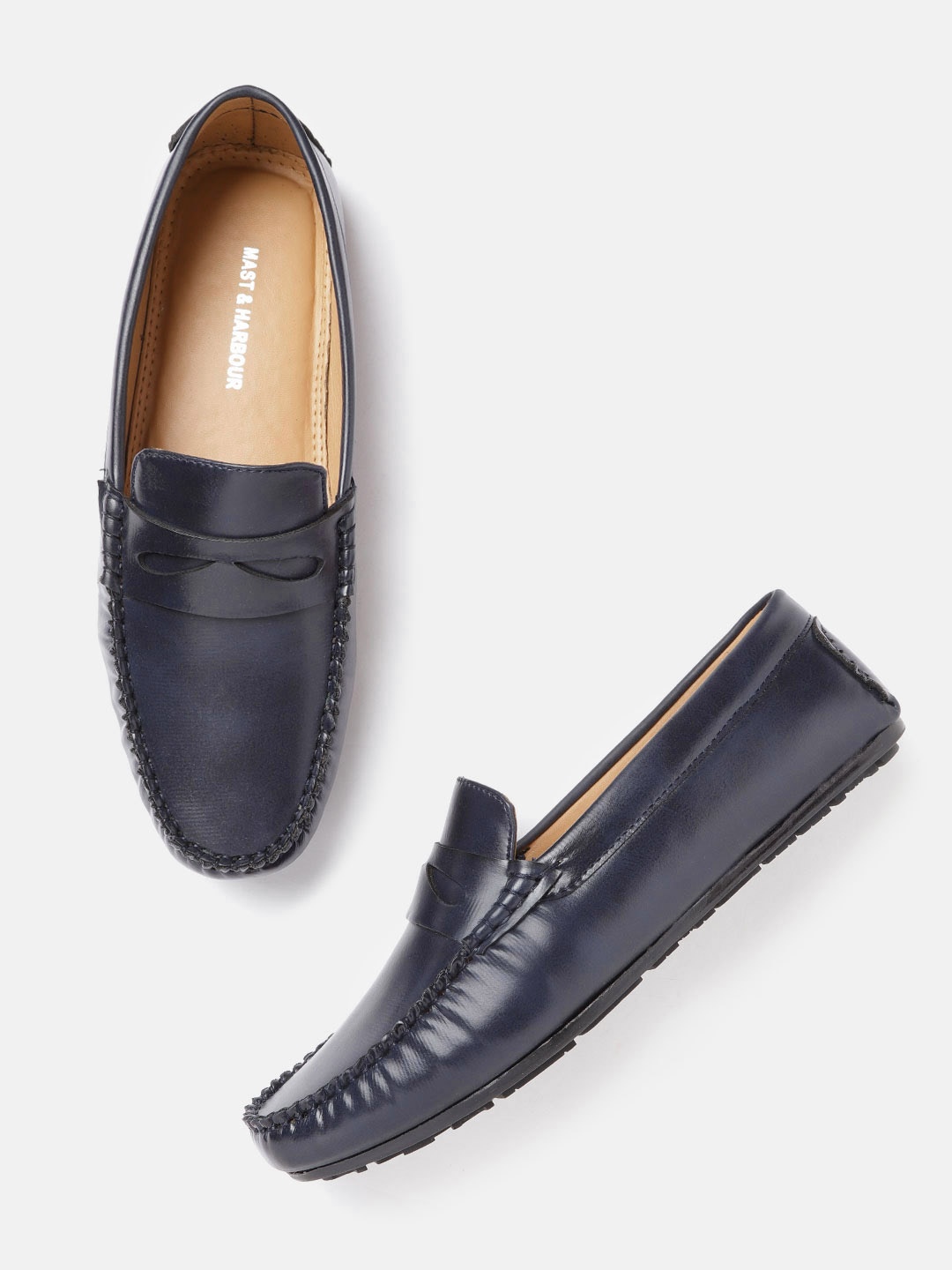 

Mast & Harbour Men Navy Blue Solid Penny Loafers