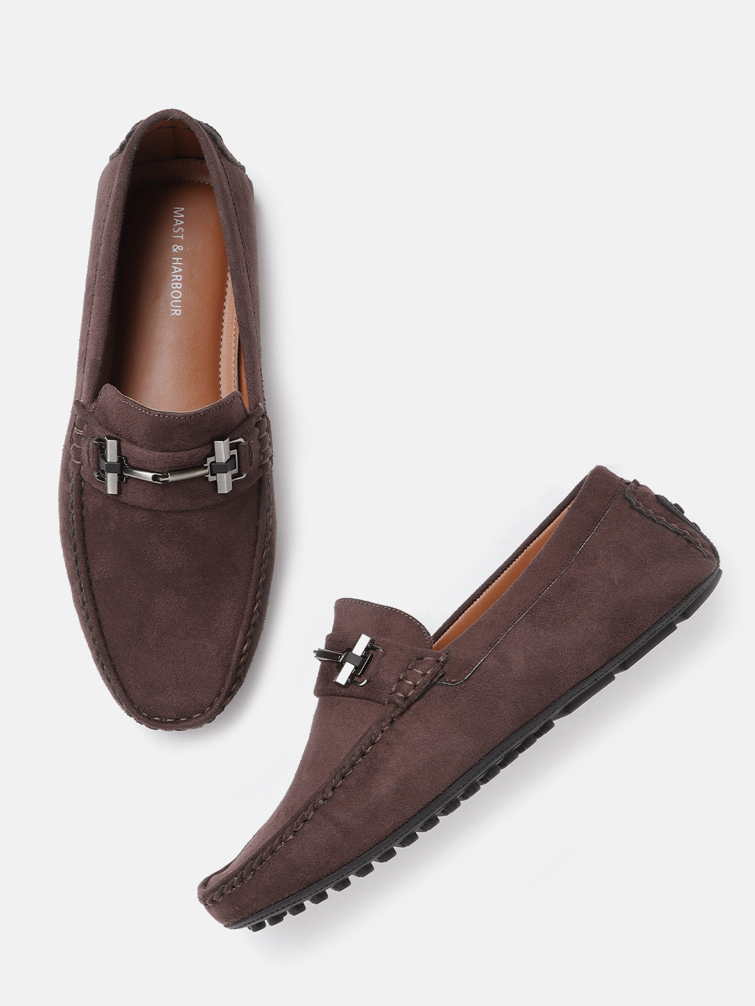 

Mast & Harbour Men Coffee Brown Suede Finish Driving Shoes