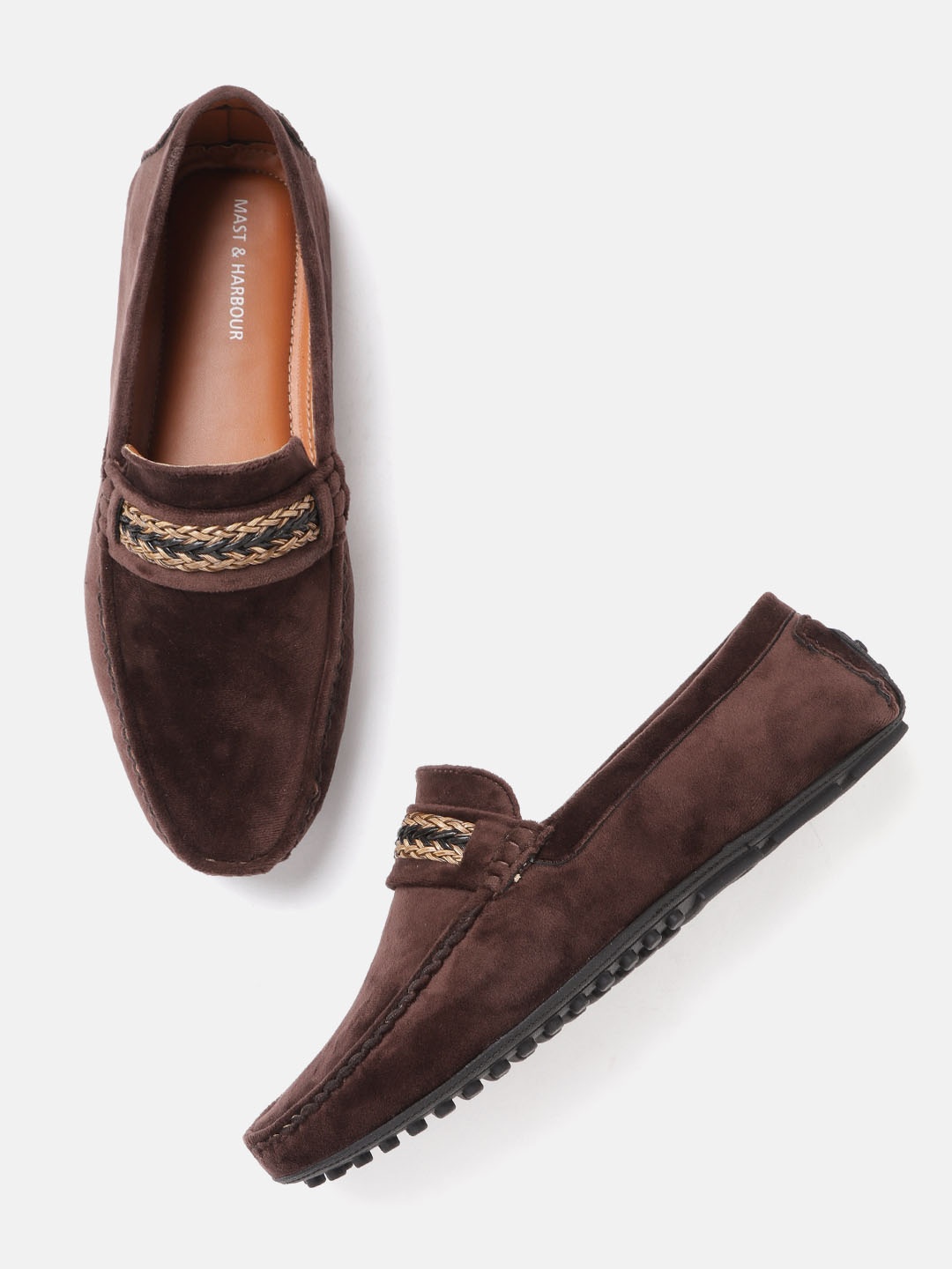 

Mast & Harbour Men Coffee Brown Velvet Finish Driving Shoes