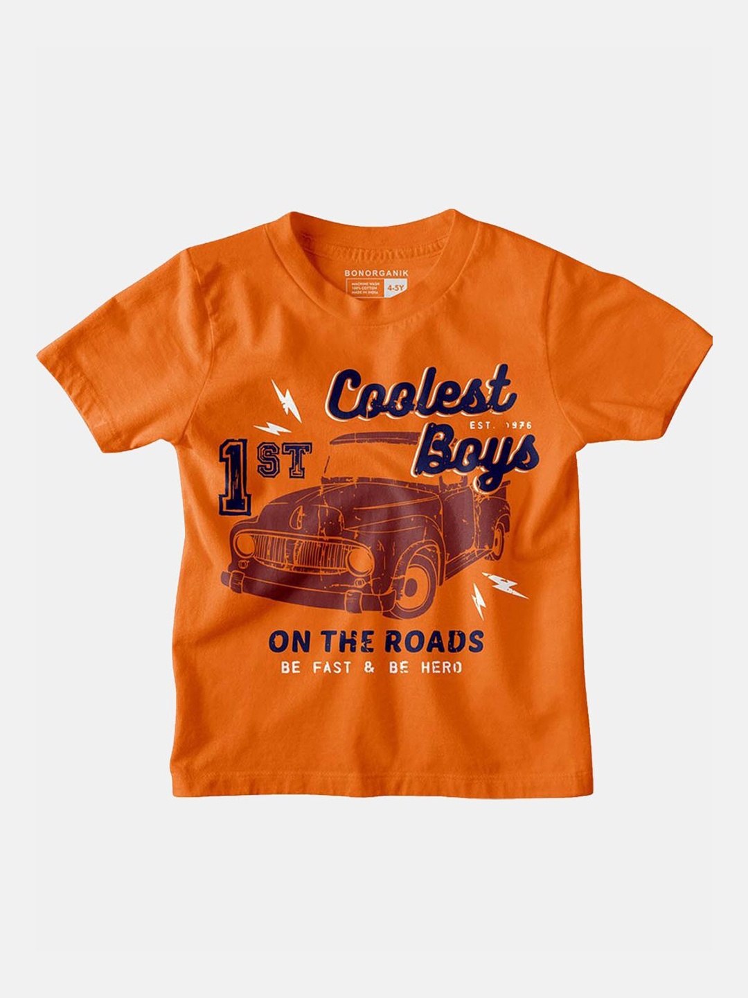 

BonOrganik Boys Orange Printed T-shirt