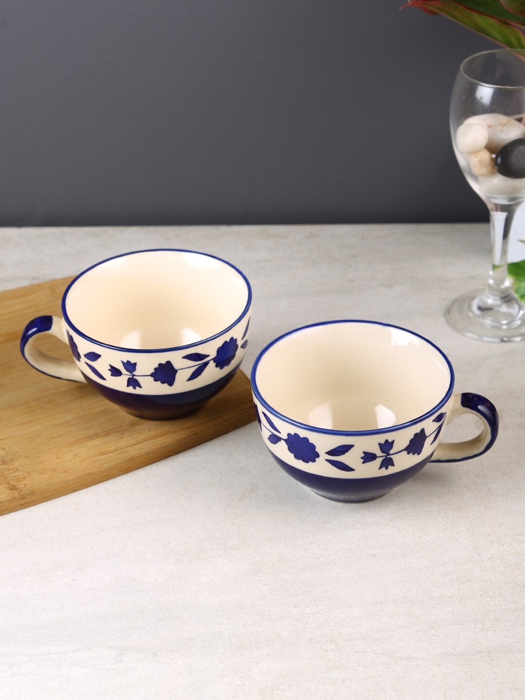 

Aapno Rajasthan Blue & White 2 Pieces Floral Printed Ceramic Glossy Bowls
