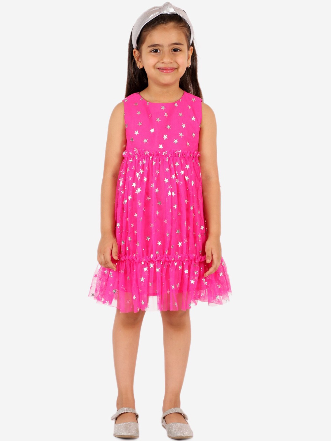 

KidsDew Magenta Floral Net Dress