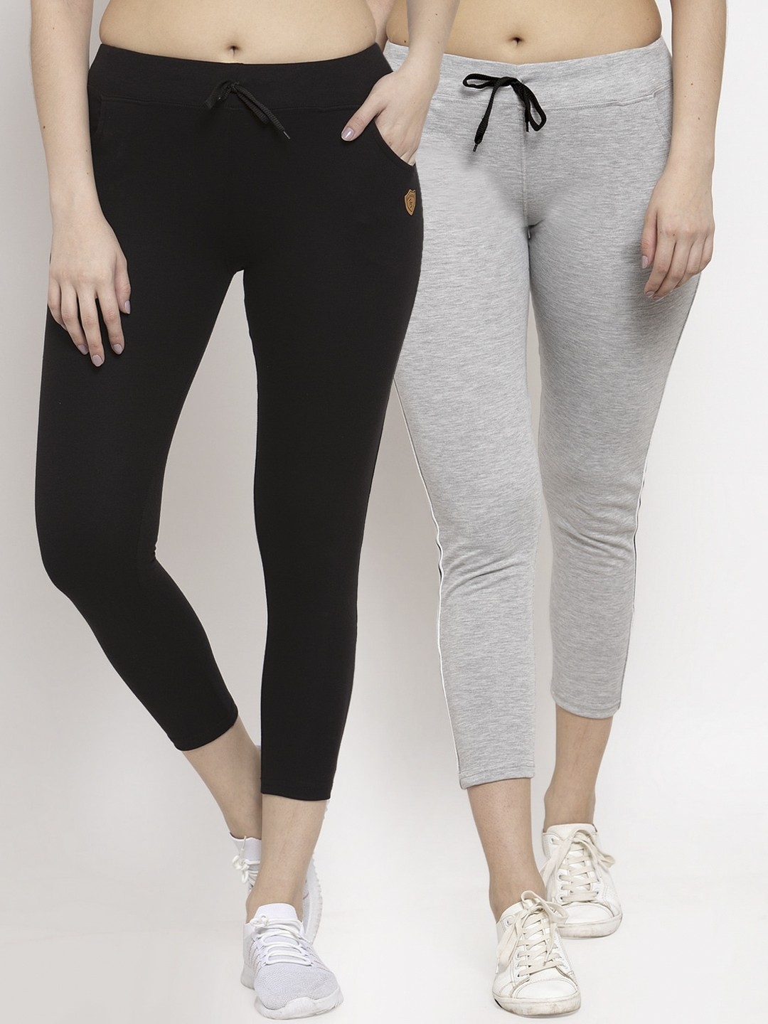 

Miaz Lifestyle Women Pack Of 2 Grey & Black Solid Skinny-Fit Tights