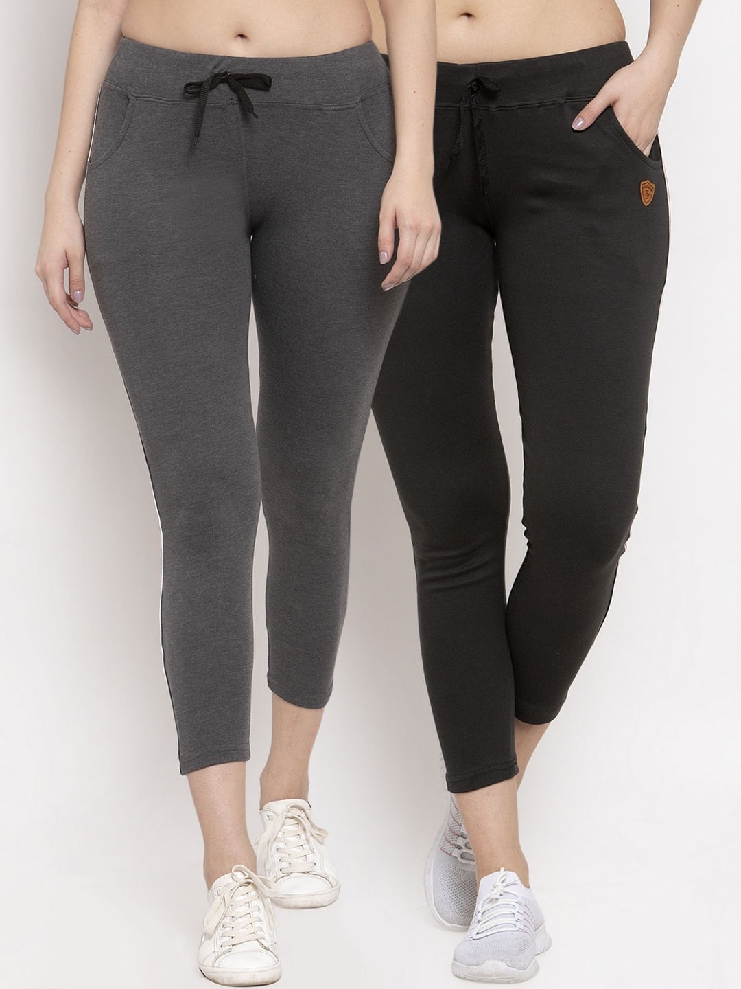 

Miaz Lifestyle Women Pack Of 2 Dark Grey & Charcoal Black Skinny-Fit Tights