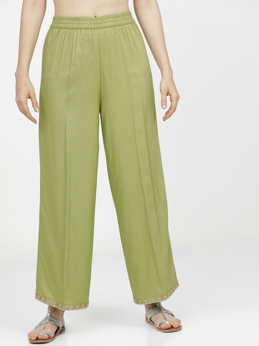 

Vishudh Women Green Ethnic Palazzos