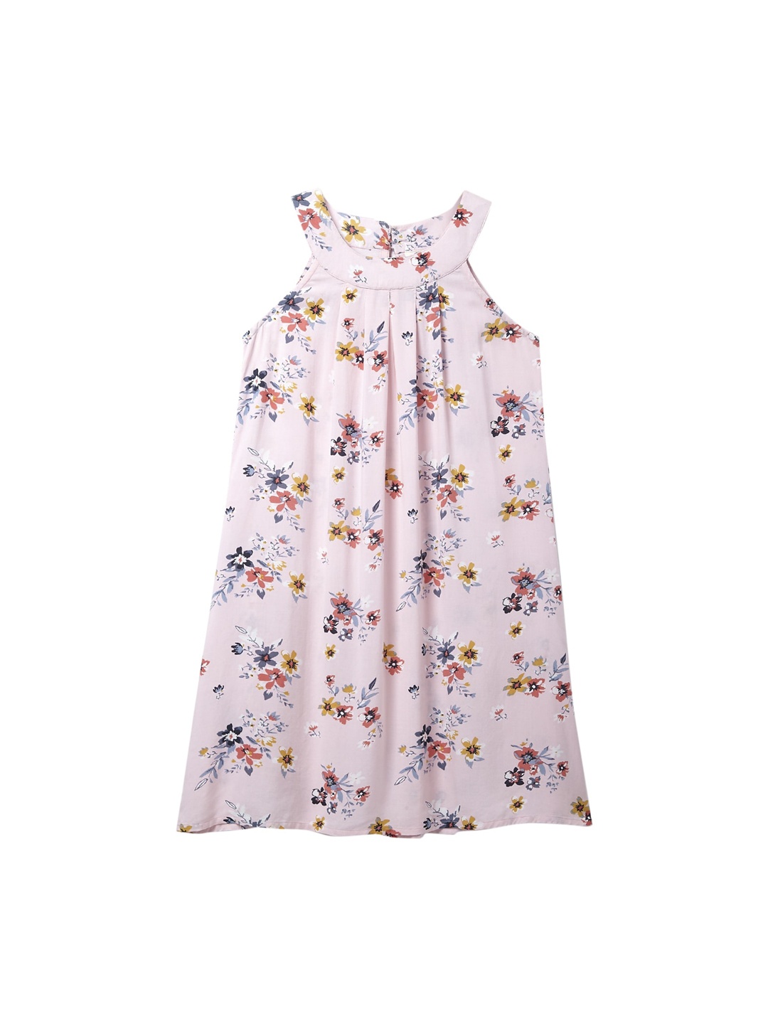 

Cub McPaws Girls Pink & Coral Floral Printed A-Line Dress