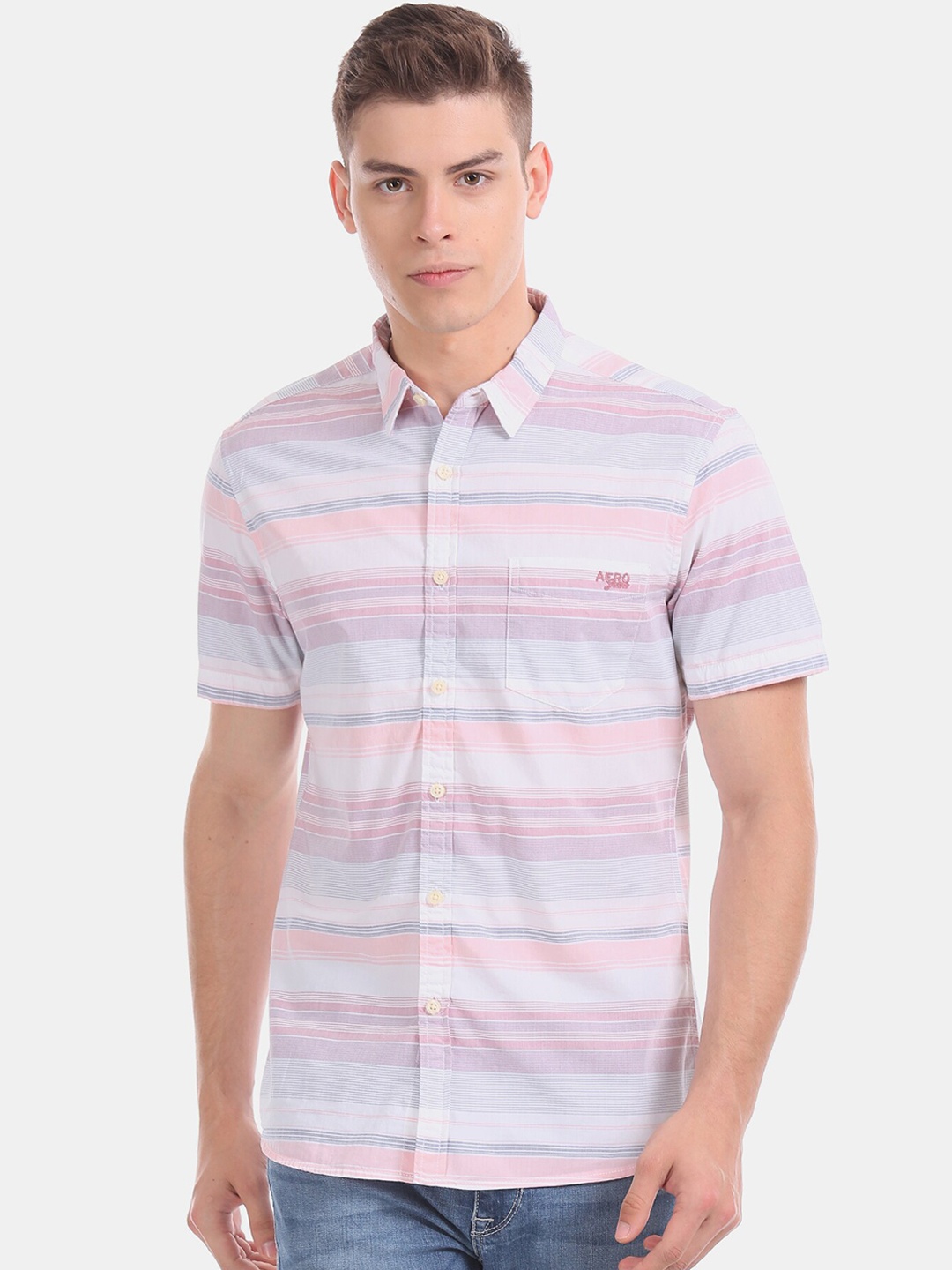

Aeropostale Men Multicoloured Horizontal Stripes Opaque Striped Casual Shirt, Multi
