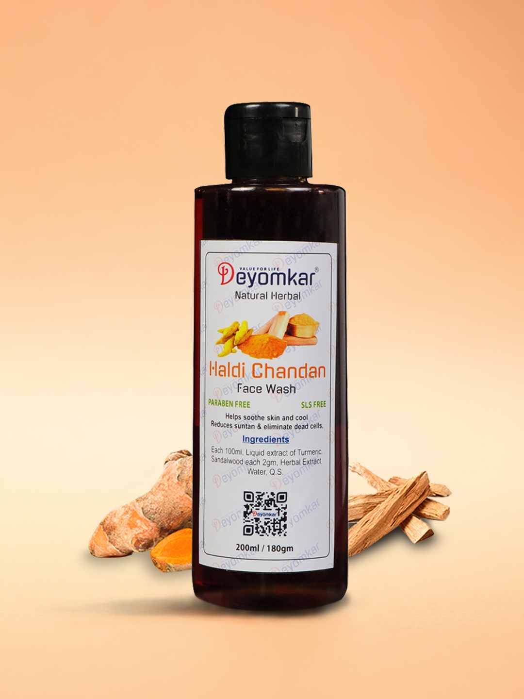 

Deyomkar Unisex Natural Herbal Haldi Chandan Facewash & Cleanser, Orange