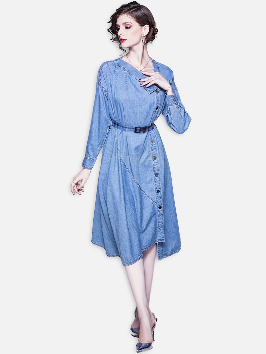 

JC Collection Blue A-Line Midi Dress