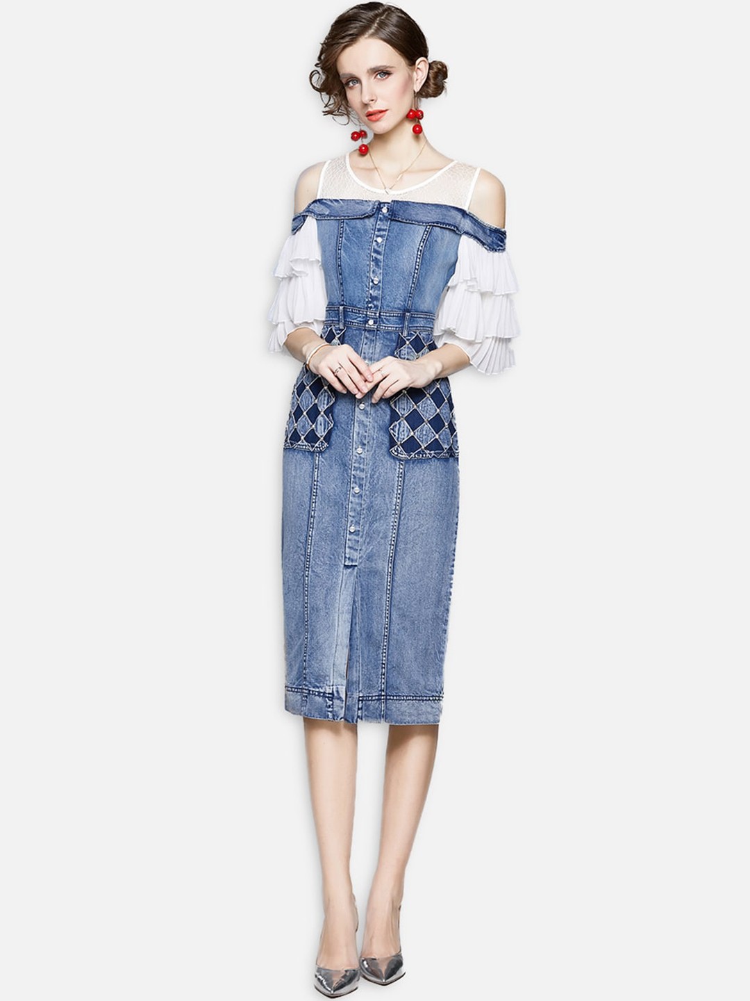 

JC Collection Blue Sheath Midi Dress