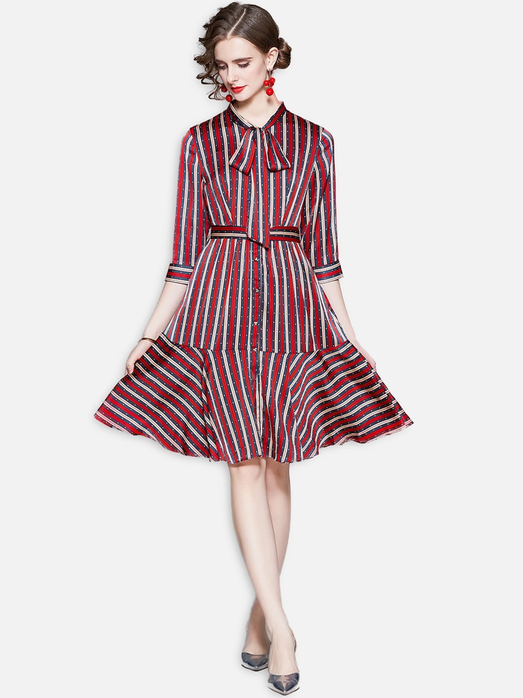 

JC Collection Red Striped Dress