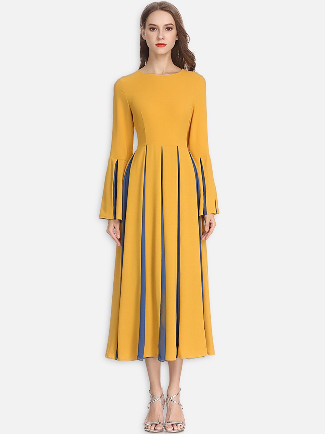 

JC Collection Yellow Striped Maxi Dress