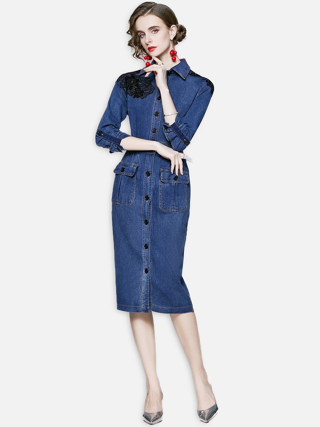 

JC Collection Blue Shirt Dress