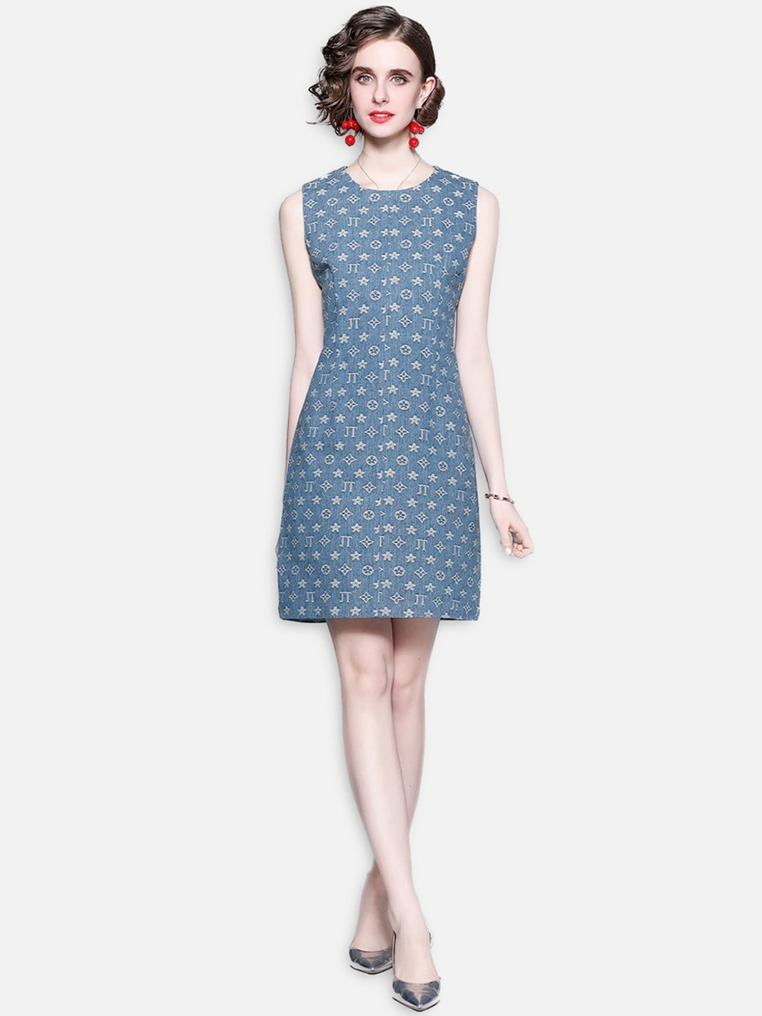 

JC Collection Blue Floral A-Line Mini Dress