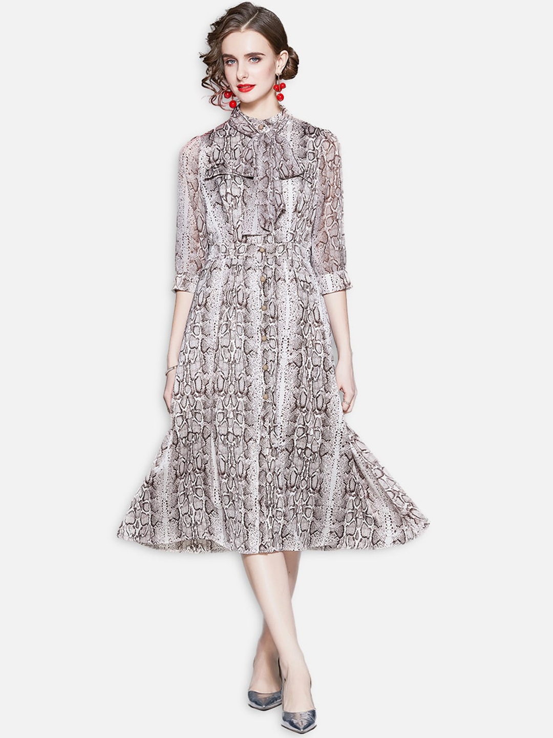 

JC Collection Black Ethnic Motifs A-Line Midi Dress