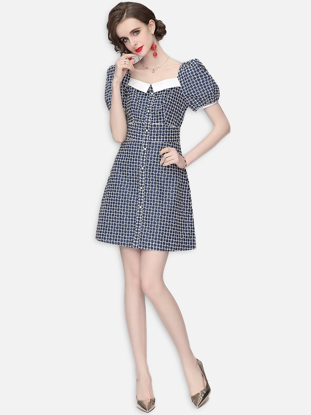 

JC Collection Blue A-Line Mini Dress