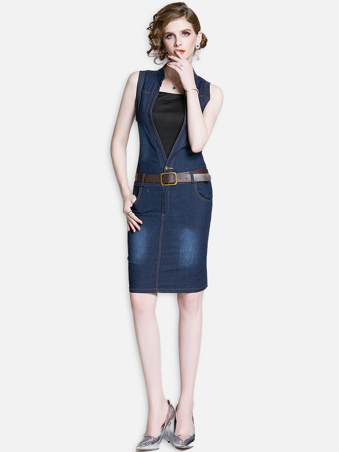 

JC Collection Navy Blue Sheath Dress